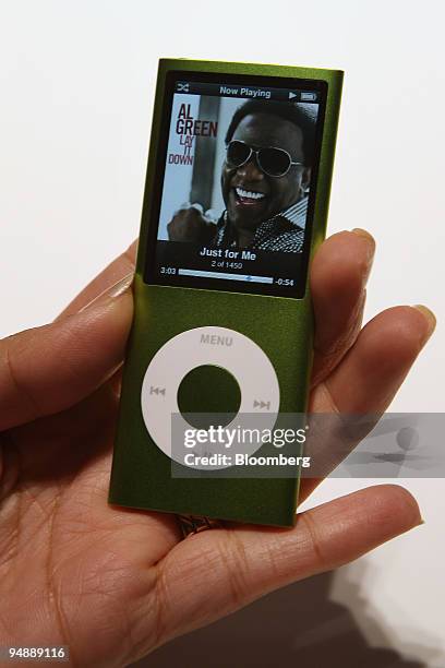 Song by Al Green is played on a new Apple Inc. IPod Nano during an event titled "Let's Rock" at the Yerba Buena Center for the Arts Theater in San...