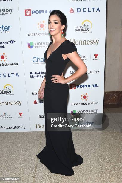 Event host, actress and singer Ana Villafane attends the 2018 Hispanic Federation's "Rising Stronger" Spring gala at American Museum of Natural...