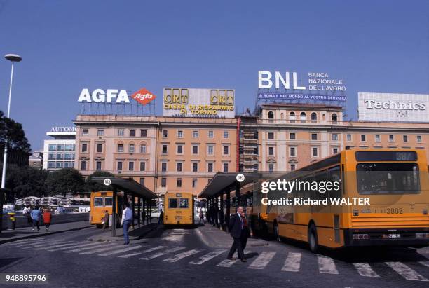 Gare de Rome-Termini, la plus importante gare ferroviaire de Rome, en avril 1987, à Rome, en Italie.