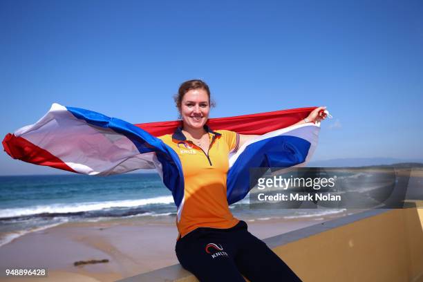 Indy De Vroome of the Netherlands poses for a photo during the official draw ahead of the World Group Play-Off Fed Cup tie between Australia and the...
