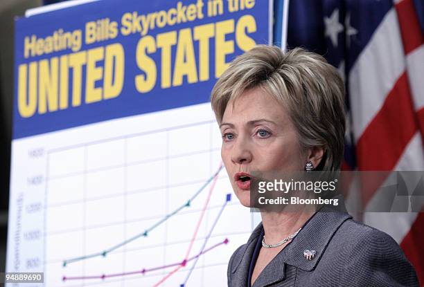 Sen. Hillary Rodham Clinton speaks at a news conference in Washington D.C. Tuesday, November 8 on high energy prices and the Low Income Home Energy...