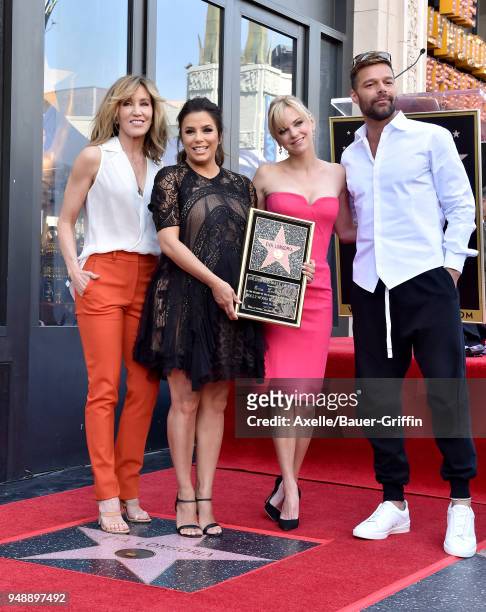 Actors Felicity Huffman, Eva Longoria, Anna Faris and Ricky Martin attend the ceremony honoring Eva Longoria with star on the Hollywood Walk of Fame...