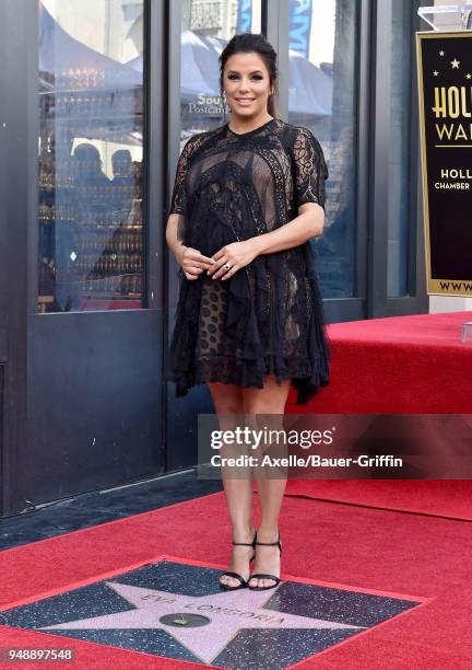 Actress Eva Longoria is honored with star on the Hollywood Walk of Fame on April 16, 2018 in Hollywood, California.