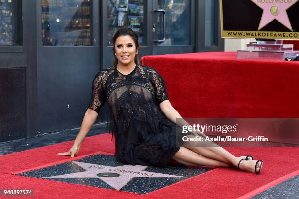 Actress Eva Longoria is honored with star on the Hollywood Walk of Fame on April 16, 2018 in Hollywood, California.