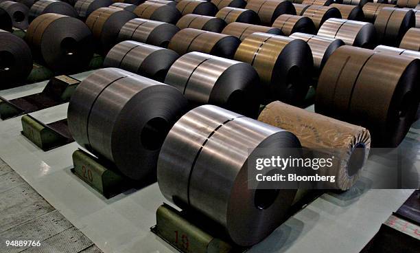 Rolled steel is pictured at the Baosteel-NSC/Arcelor Automotive Steel Sheets Co. Plant in Shanghai, China, Tuesday, November 8, 2005. The U.S. Asked...