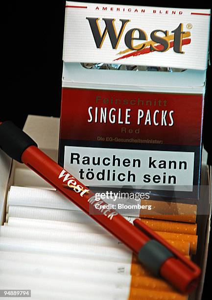 Equipment for preparing a "single" cigarette is seen in Frankfurt, Germany, Tuesday, November 10, 2005. Germany must close a loophole allowing...