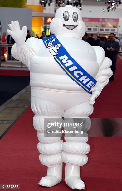 The Michelin Man poses at the IAA Frankfurt Car Show in Frankfurt, Germany, Wednesday, September 14, 2005.