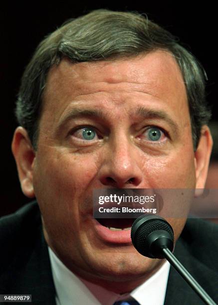 Judge John Roberts answers a question fron Senator Ted Kennedy during his Senate Judiciary Committee confirmation hearing Wednesday Sept. 14 in...