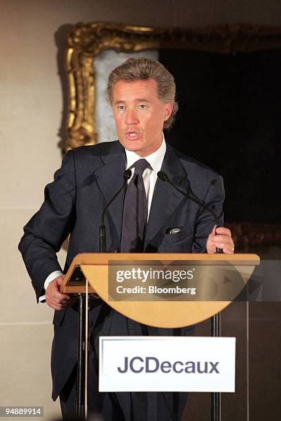 Jean-Francois Decaux, co-managing director and chairman of the board of JCDecaux speaks during the company's 2005 mid-year results' conference, in...