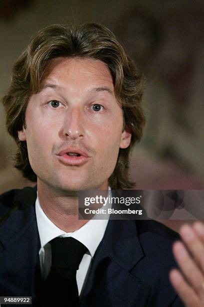 Jean-Charles Decaux, co-managing director of JCDecaux, speaks during the company's 2005 mid-year results' conference, in Paris, France, Wednesday,...