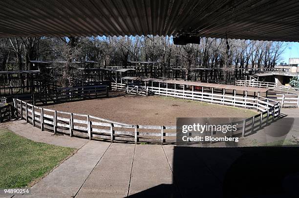 The Pergamino cattle market sits empty during the 80th day of a conflict between farmers and the Argentine government in Pergamino, Argentina, on...