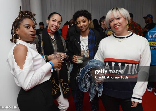 Guests attend the Launch of the FILA Mindblower Pop-Up Powered by Ciroc on April 19, 2018 in New York City.