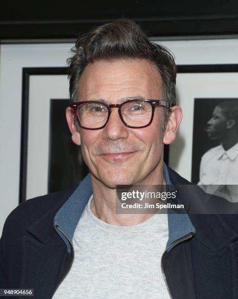 Director Michel Hazanavicius attends the premiere after party for "Godard Mon Amour" hosted by Cohen Media Group and The Cinema Society at Omar's on...