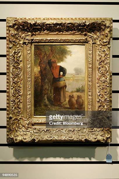 La Porteuse d'Eau , an oil on panel by Jean-Francois Millet , part of an auction of American & European Fine Art & 20th Century Decorative Arts at...