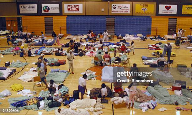 Some of the estimated 700 people from Southern Louisiana who found refuge from Hurricane Katrina at Louisiana State University at Shreveport in...