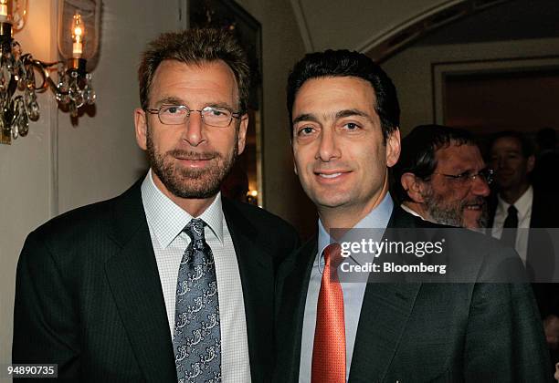 Edgar Bronfman Jr., left, and his brother Matthew Bronfman, right, are pictured at a gala in New York where their father, Edgar M. Bronfman, was...