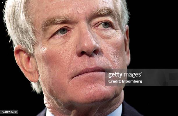 Charles Schwab, chairman, Charles Schwab & Co Inc., speaks during the announcement of 'Schwab Personal Choice' in New York on February 10, 2004.