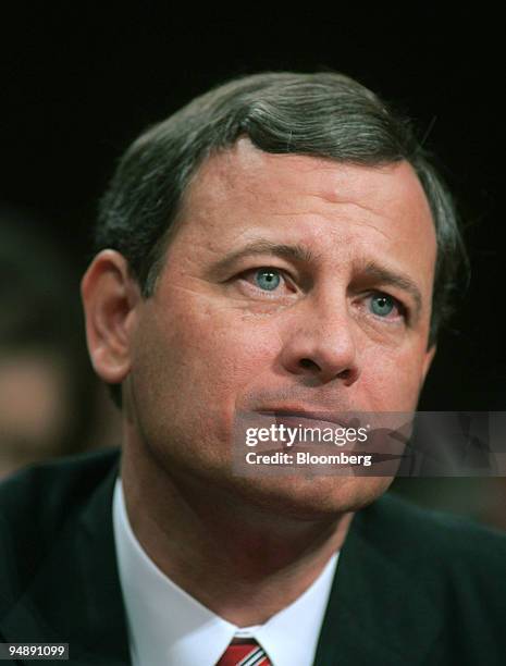 Judge John Roberts answers questions before the Senate Judiciary Committee in Washington, DC Tuesday, September 13 in Washington, D.C. Roberts, the...