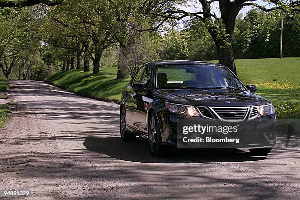 The Saab Turbo X is driven in East Burke, Vermont, U.S., on Saturday, May 24, 2008. The limited-edition car features a turbo-charged 2.8-liter V6...