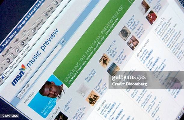 The preview website of Microsoft Corp.'s online music store is pictured on the Internet in Hong Kong Thursday, September 2, 2004. Microsoft plans to...