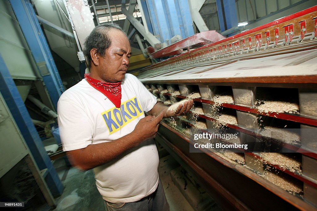 Quality Control Rice A quality control inspector checks grains of rice as they are... News ...