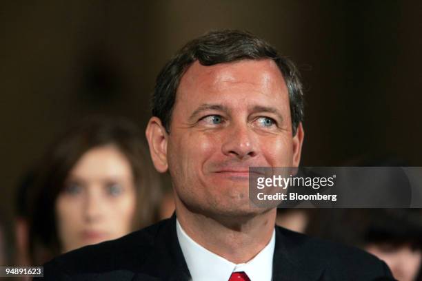 Supreme Court Chief Justice nominee John Roberts testifies before the Senate Judiciary Committee during his confirmation hearing on Capitol Hill in...