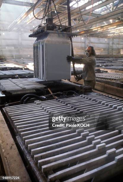 Usine de zinc à Trail, en Colombie Britannique, au Canada, en 1975.