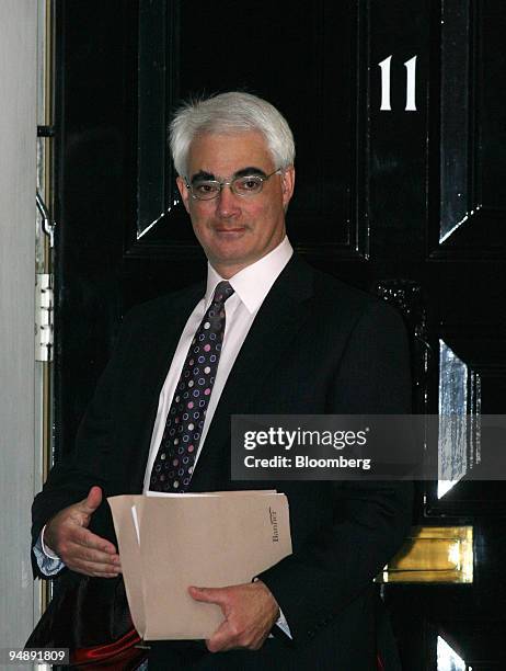 Alistair Darling, U.K. Chancellor of the exchequer, leaves number 11 Downing Street in London, U.K., on Monday, Feb. 18, 2008. U.K. Prime Minister...