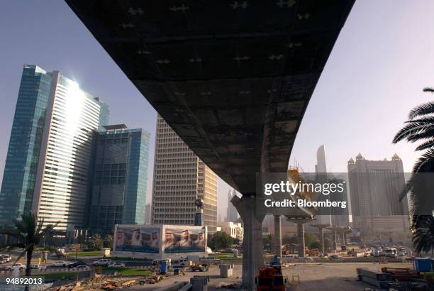 Construction continues on a new metro system near the Dubai World Trade Centre in Dubai, United Arab Emirates, on Thursday, May 22, 2008. About 6,000...