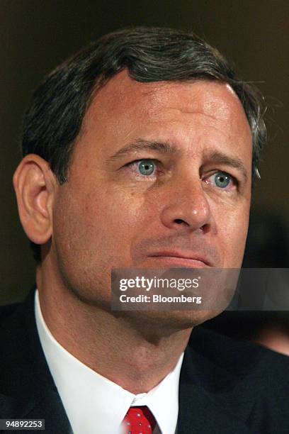 Supreme Court Chief Justice nominee John Roberts testifies before the Senate Judiciary Committee during his confirmation hearing on Capitol Hill in...
