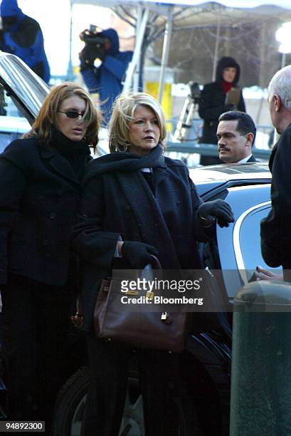 Martha Stewart, center, is accompanied by her daughter Alexis Stewart, left, as she arrives on Thursday, January 29 at the federal courthouse in New...