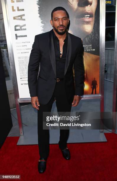 Actor Laz Alonso attends the premiere of Codeblack Films' "Traffik" at ArcLight Hollywood on April 19, 2018 in Hollywood, California.