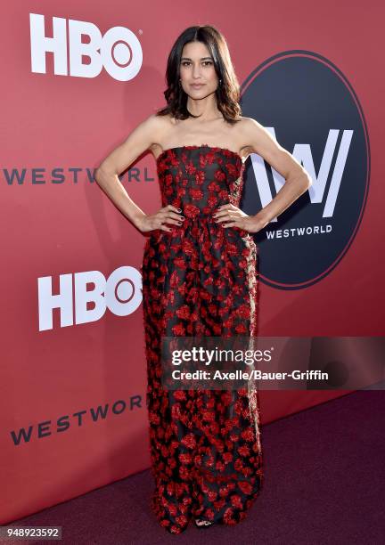 Actress Julia Jones arrives at the Los Angeles premiere of HBO's 'Westworld' season 2 at The Cinerama Dome on April 16, 2018 in Los Angeles,...