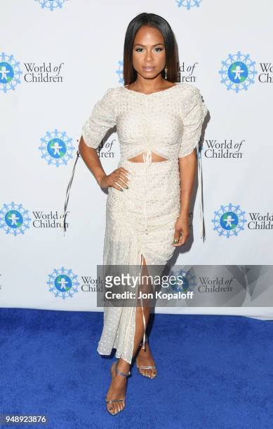 Christina Milian attends the 2018 World Of Children Hero Awards at Montage Beverly Hills on April 19, 2018 in Beverly Hills, California.