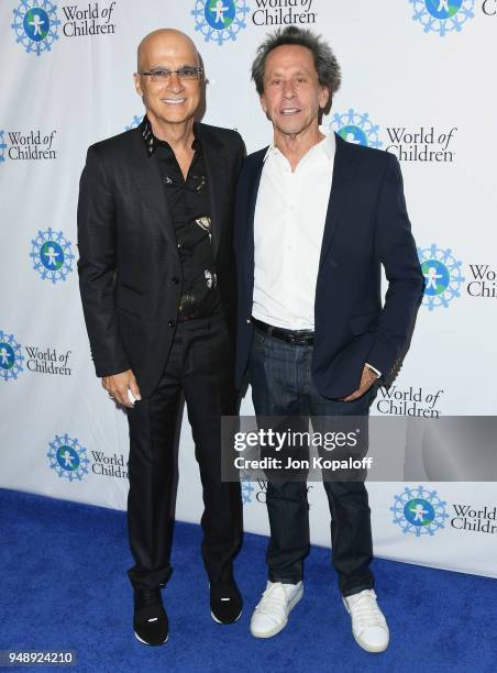 Jimmy Iovine and Brian Grazer attend the 2018 World Of Children Hero Awards at Montage Beverly Hills on April 19, 2018 in Beverly Hills, California.