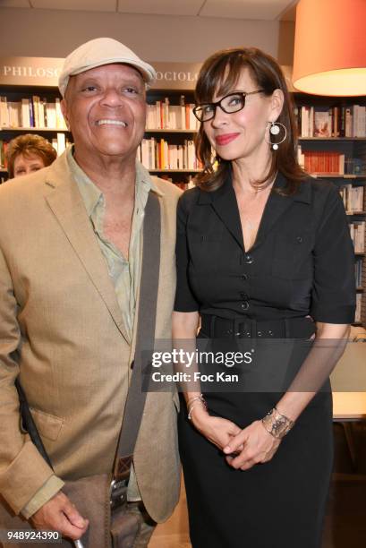 Guy Cuevas and Actress Mathilda May attend "V.O." Mathilda May Book Signing at Librairie Albin Michel Bd Saint Germain on April 19, 2018 in Paris,...