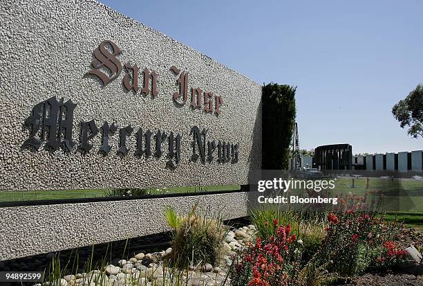 The San Jose Mercury News sign sits outside of their headquarters in San Jose, California, U.S., on Wednesday, May 21, 2008. The U.S. Newspaper...