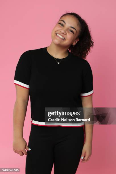 Olympian Laurie Hernandez visits the Getty Images Studio on April 18, 2018 in Los Angeles, California.