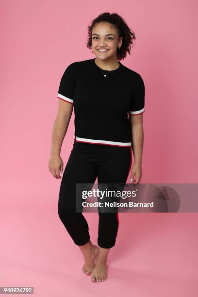 Olympian Laurie Hernandez visits the Getty Images Studio on April 18, 2018 in Los Angeles, California.