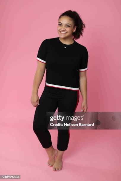 Olympian Laurie Hernandez visits the Getty Images Studio on April 18, 2018 in Los Angeles, California.