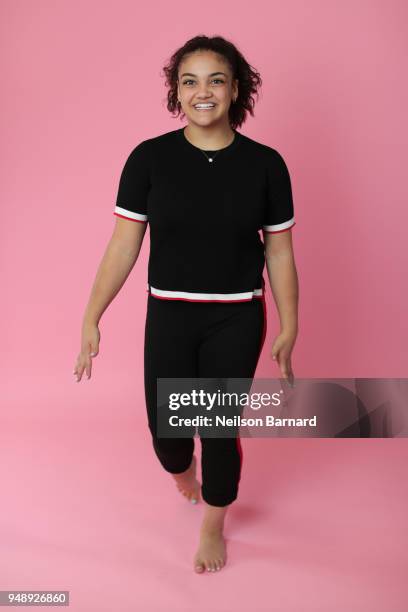 Olympian Laurie Hernandez visits the Getty Images Studio on April 18, 2018 in Los Angeles, California.