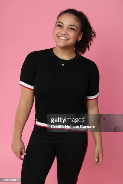 Olympian Laurie Hernandez visits the Getty Images Studio on April 18, 2018 in Los Angeles, California.