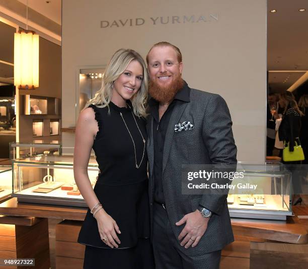 Baseball player Justin Turner and wife Kourtney Turner attend the Justin Turner Beverly Hills Event at David Yurman on April 19, 2018 in Beverly...