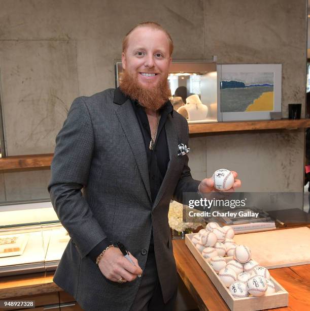 Baseball player Justin Turne attends the Justin Turner Beverly Hills Event at David Yurman on April 19, 2018 in Beverly Hills, California.