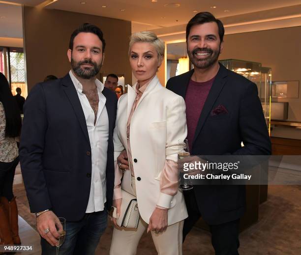 Daniel Baseggio, Zara Alexandrova and Luigi Irauzqui attend the Justin Turner Beverly Hills Event at David Yurman on April 19, 2018 in Beverly Hills,...
