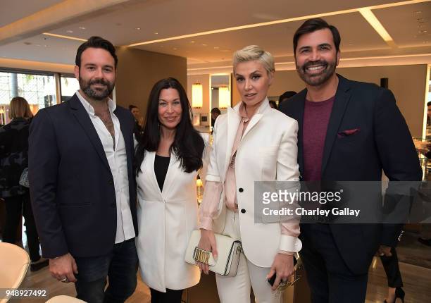 Daniel Baseggio, Michelle Portugali and Luigi Irauzqui attend the Justin Turner Beverly Hills Event at David Yurman on April 19, 2018 in Beverly...