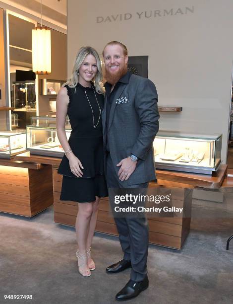 Baseball player Justin Turner and wife Kourtney Turner attend the Justin Turner Beverly Hills Event at David Yurman on April 19, 2018 in Beverly...