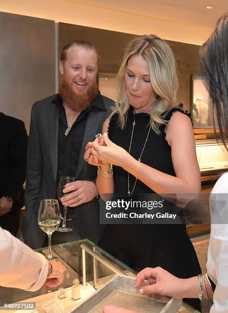 Baseball player Justin Turner and wife Kourtney Turner attend the Justin Turner Beverly Hills Event at David Yurman on April 19, 2018 in Beverly...