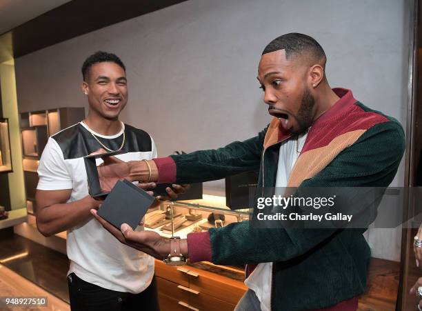 Greg Tarzan Davis and Kendall Kendall attend the Justin Turner Beverly Hills Event at David Yurman on April 19, 2018 in Beverly Hills, California.