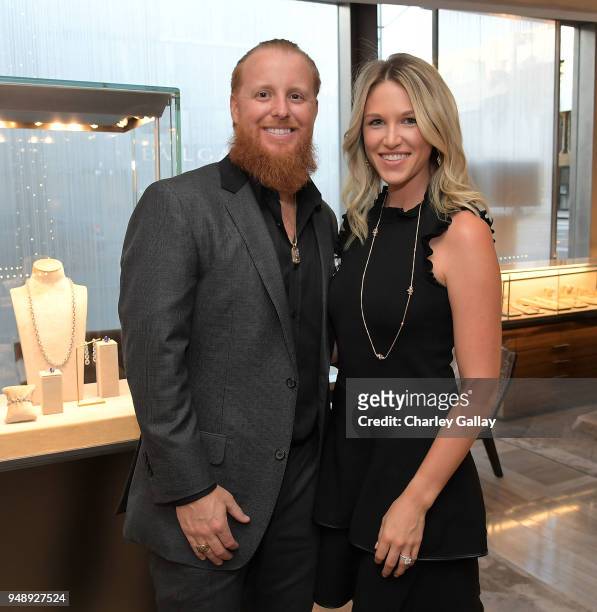 Baseball player Justin Turner and wife Kourtney Turner attend the Justin Turner Beverly Hills Event at David Yurman on April 19, 2018 in Beverly...